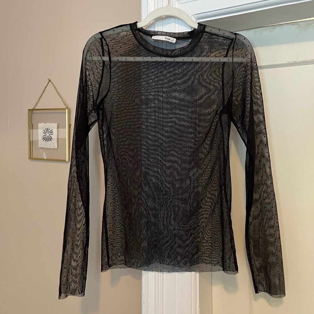 Wilfred Mesh Dotted Long Sleeve Top